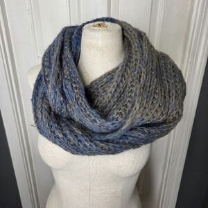 Cozy Blue and Taupe Chunky Infinity Scarf